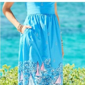 Lilly Pulitzer stunning Nautical Theme Open Back Dress NWT 14 Elegant Hampton